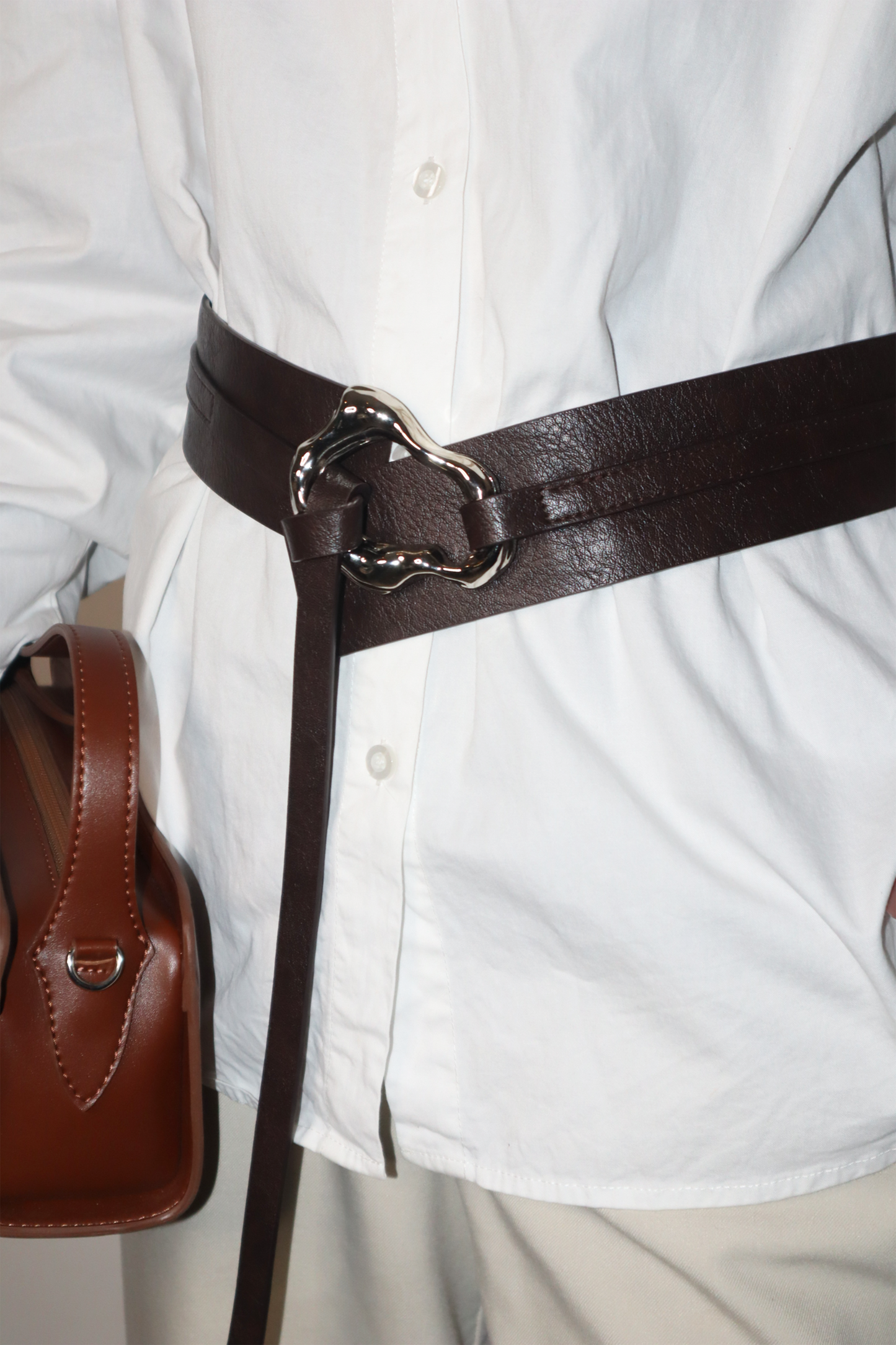 Essence Belt in Brown with Silver Buckle