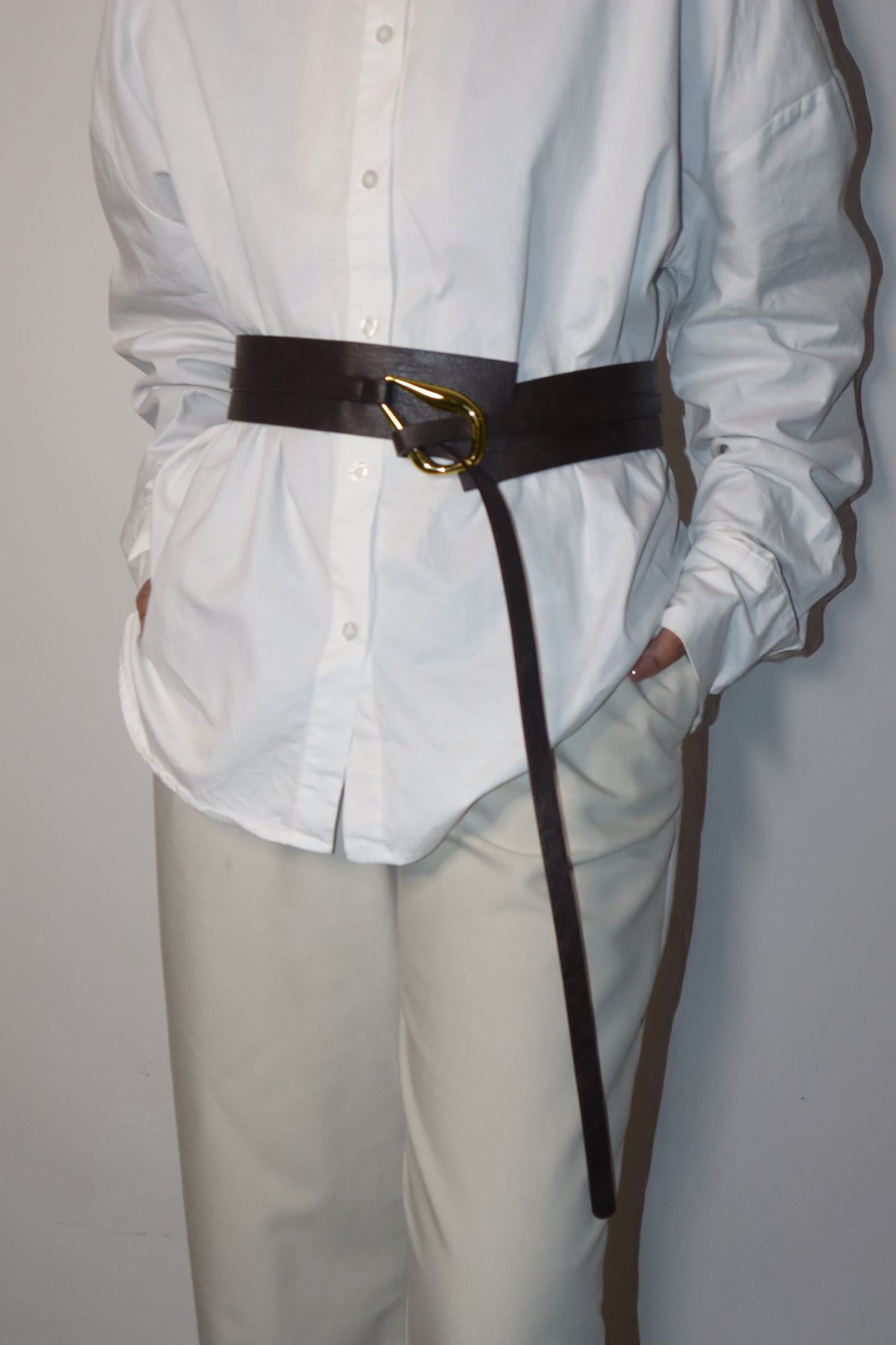 Endeavour Belt in Brown with Gold Buckle