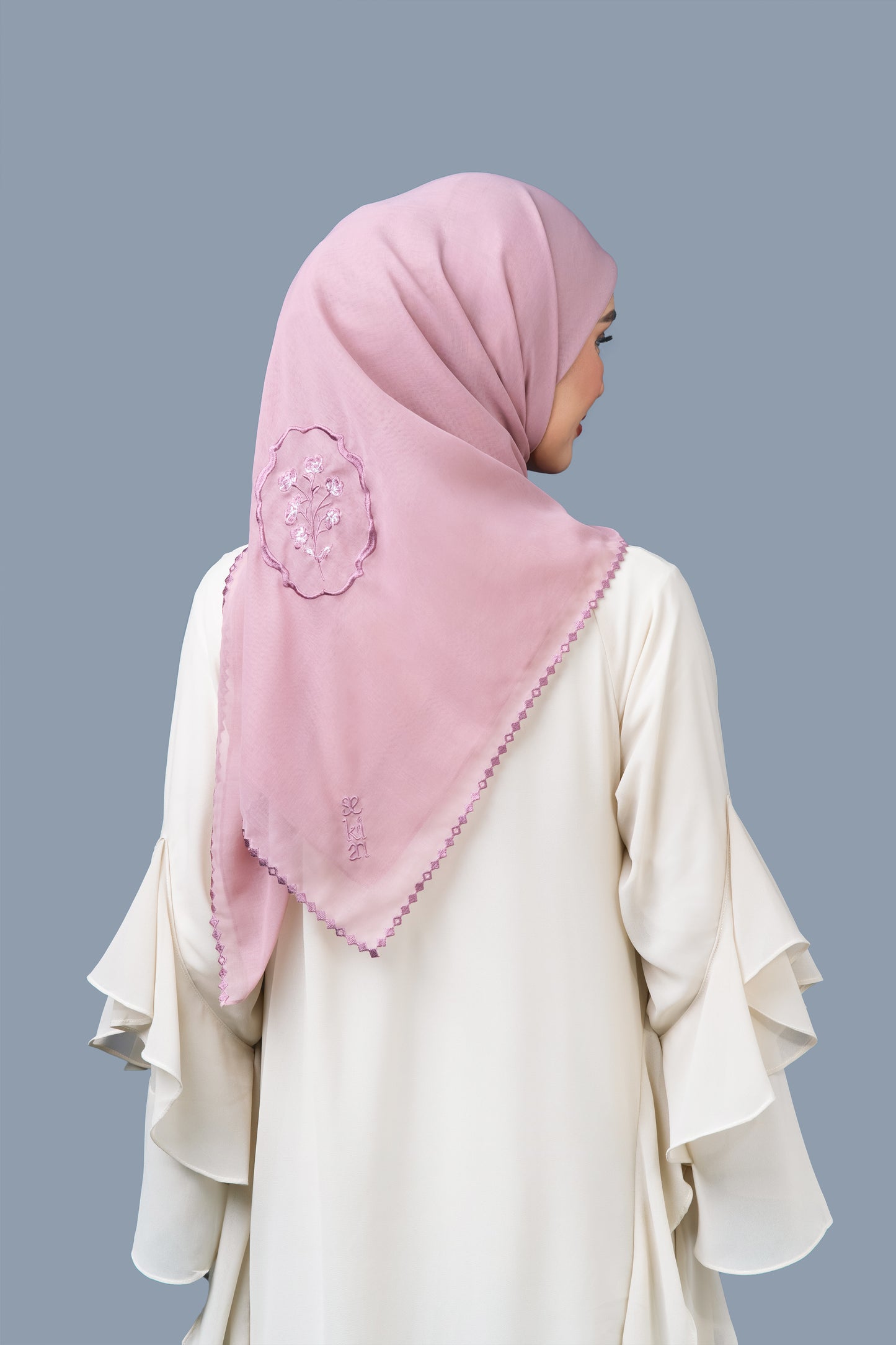 The Kisah Sulam Square Scarf in Mekar Jambu